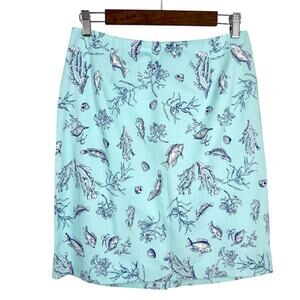 NEW NWT Talbots Sz 8 Blue Ocean Tropical Beach Skirt Nautical Hawaii Mature